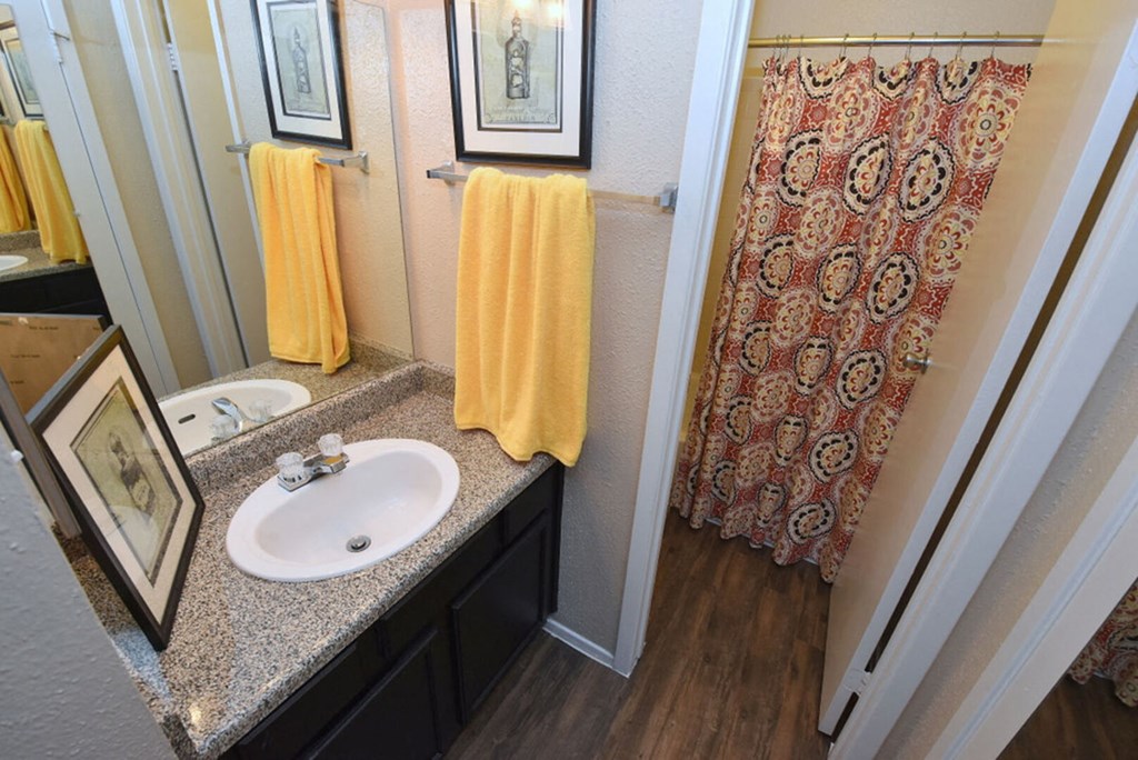 this is a photo of the bathroom in a 1 bedroom apartment at deer hill apartments in c