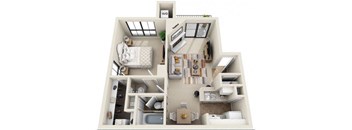 a floor plan of a 1 bedroom apartment
