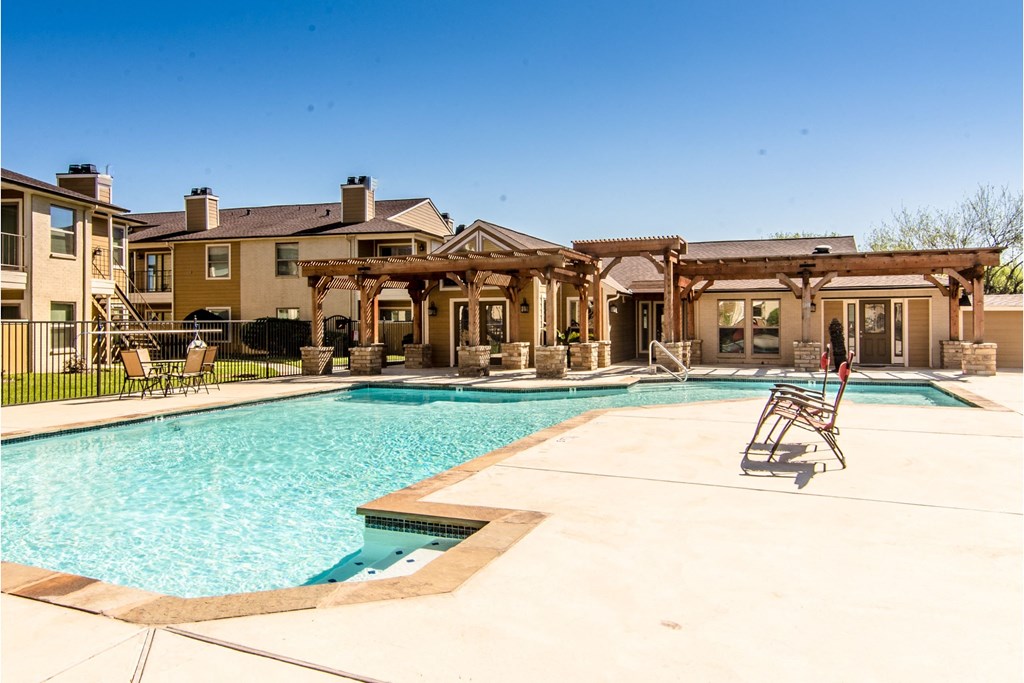 take a dip in the resort style pool at villas at houston levee west apartments