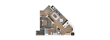 a 1 bedroom floor plan with a bathroom and a living room