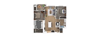 a 3d drawing of the 1st floor of a 1 bedroom apartment