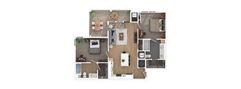 a1 floor plan  1 bedroom with 2 baths  1192 square feet