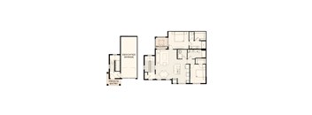 A floor plan of a building with a private entry and a balcony.