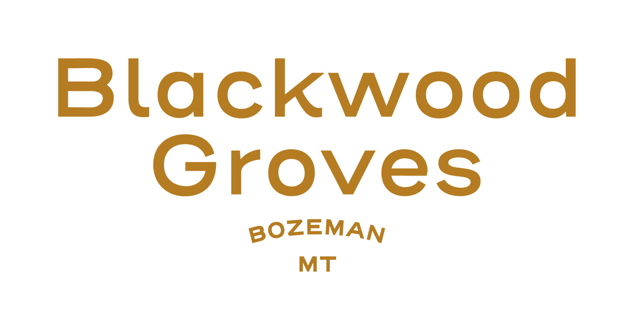 A green background with the words Blackwood Groves Bozeman MT.