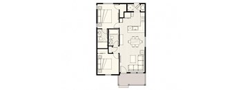 bedroom floor plan of a small modern apartment