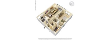 A 3D floor plan of a real estate property.