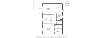 A black and white image of a 2D floor plan of a house with labeled rooms.