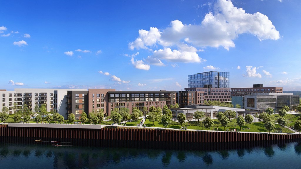 a view of the city from across a river