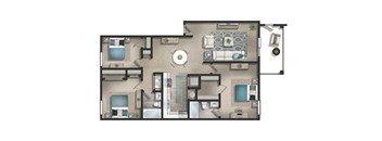 A floor plan of a house with a central courtyard and various rooms.