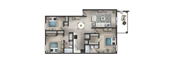 A top-down view of a house layout with a central courtyard.
