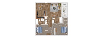 A floor plan of a house showing the layout of the rooms.