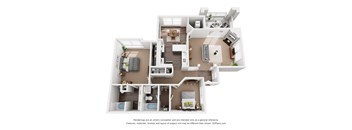 a 1 bedroom floorplan is shown in this rendering