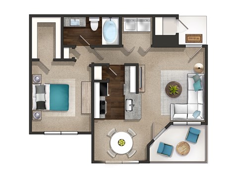 a floor plan of a bedroom with a living room and a dining room
