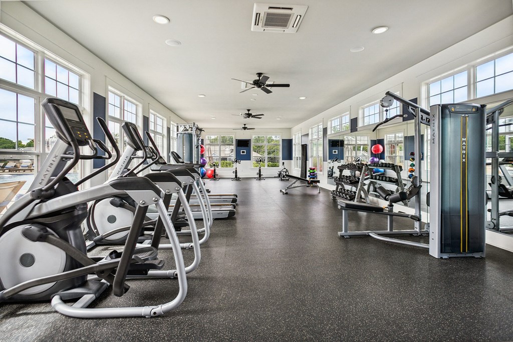 the gym at the monarch club has cardio equipment and weights