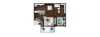 a floor plan of a bedroom with a living room