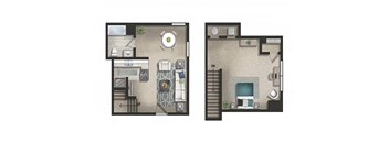 a bedroom and a floor plan of a house