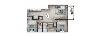 a floor plan of a house with a bedroom and a living room