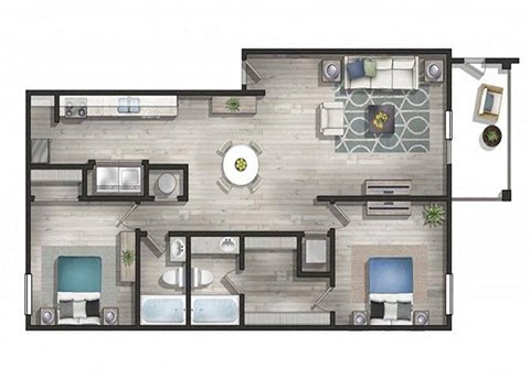 a floor plan of a house with a bedroom and a living room