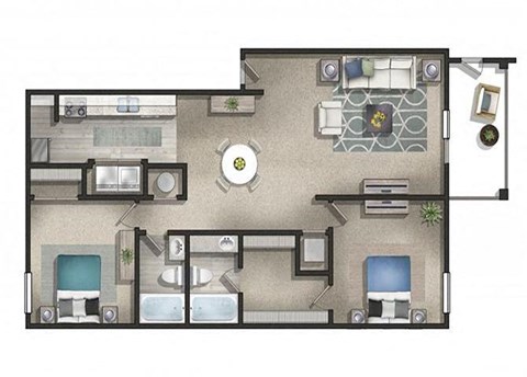 a floor plan of a house with a bedroom and a living room