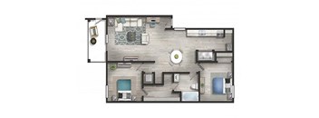a floor plan of a house with a bedroom and a living room