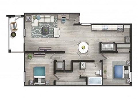 a floor plan of a house with a bedroom and a living room