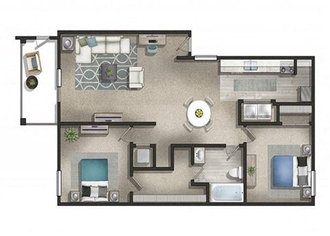 a floor plan of a house with a bedroom and a living room