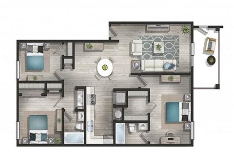 a floor plan of a house with a bedroom and a living room