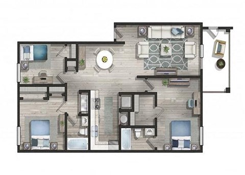 3d drawing of a floor plan of a house