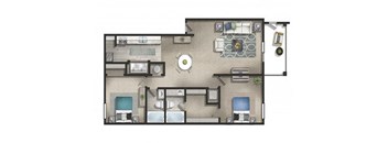 a floor plan of a house with a bedroom and a living room