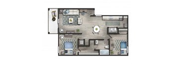 a floor plan of a house with a bedroom and a living room