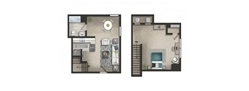 a bedroom and a floor plan of a room