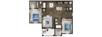 a floor plan of a house with a bedroom and a living room