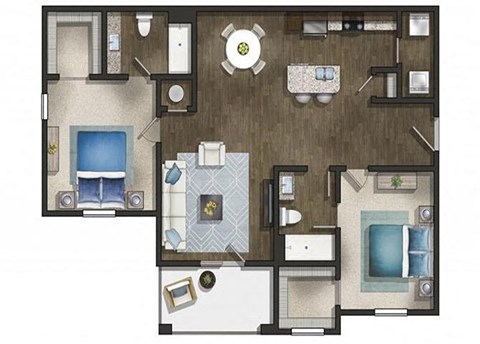 a floor plan of a house with a bedroom and a living room