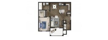 a floor plan with a bedroom and a living room