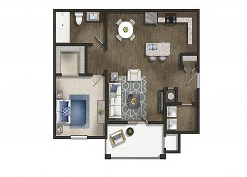a floor plan with a bedroom and a living room