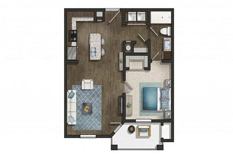 a floor plan with a bedroom and a living room