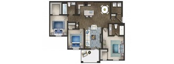 a floor plan of a house with a bedroom and a living room