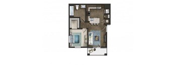 a floor plan of a house with a bedroom and a living room