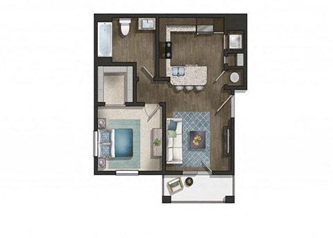 a floor plan of a house with a bedroom and a living room