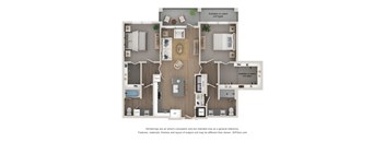 A floor plan of a house with a kitchen, living room, and two bedrooms.