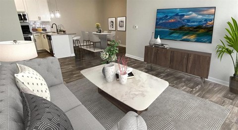 a living room with a couch and a coffee table