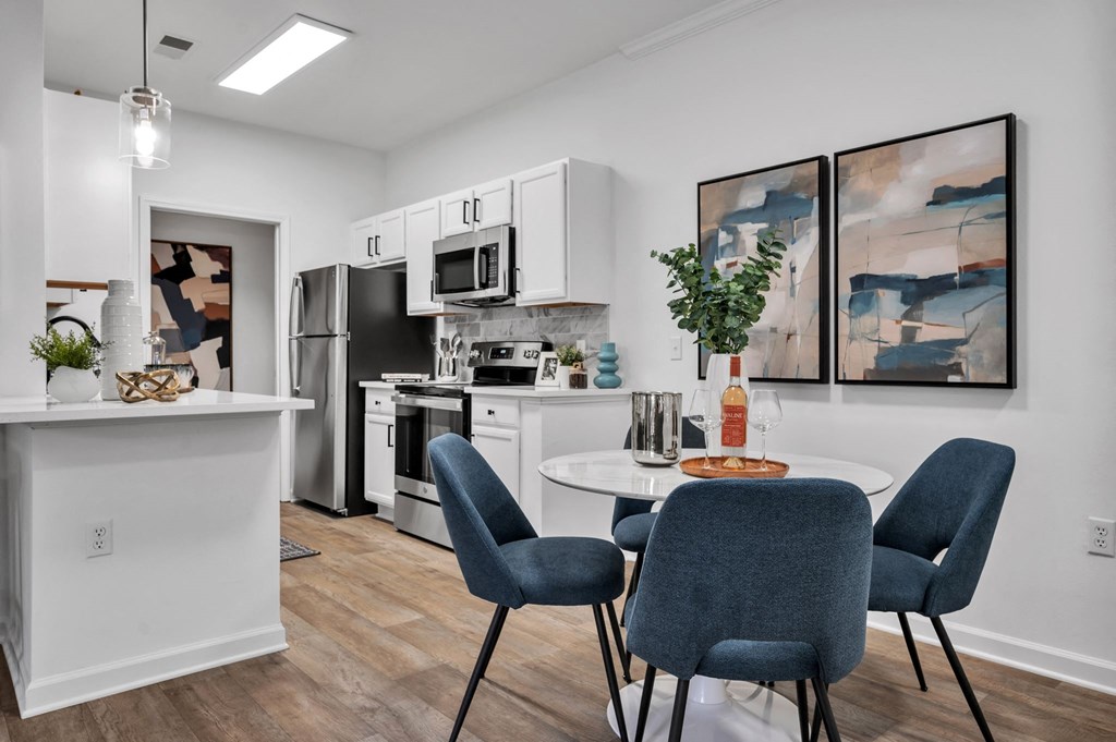 Open kitchen and dining area