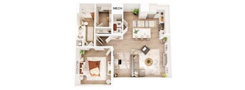 two floor plan of a house with a bedroom and a living room
