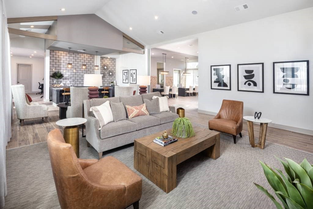 a living room with a couch and a coffee table