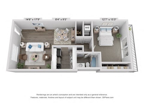 a 1 bedroom floor plan  395  950 sq ft