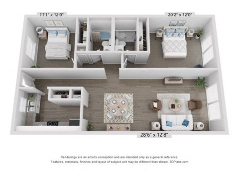 a 1 bedroom floorplan is shown with a bathroom