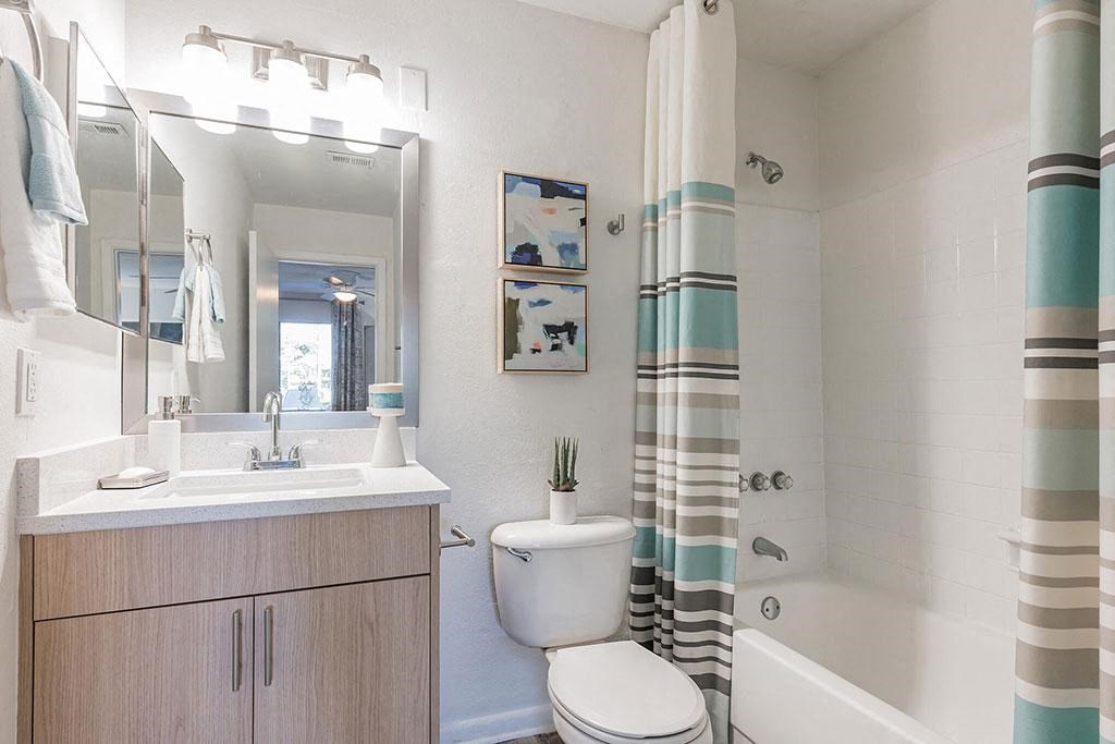 a bathroom with a sink toilet and a shower