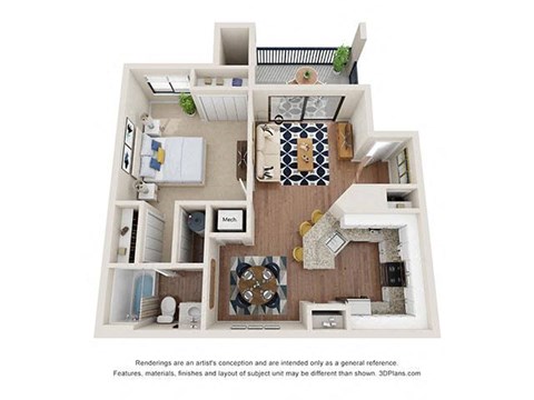 a 1 bedroom floor plan with a bathroom and a living room