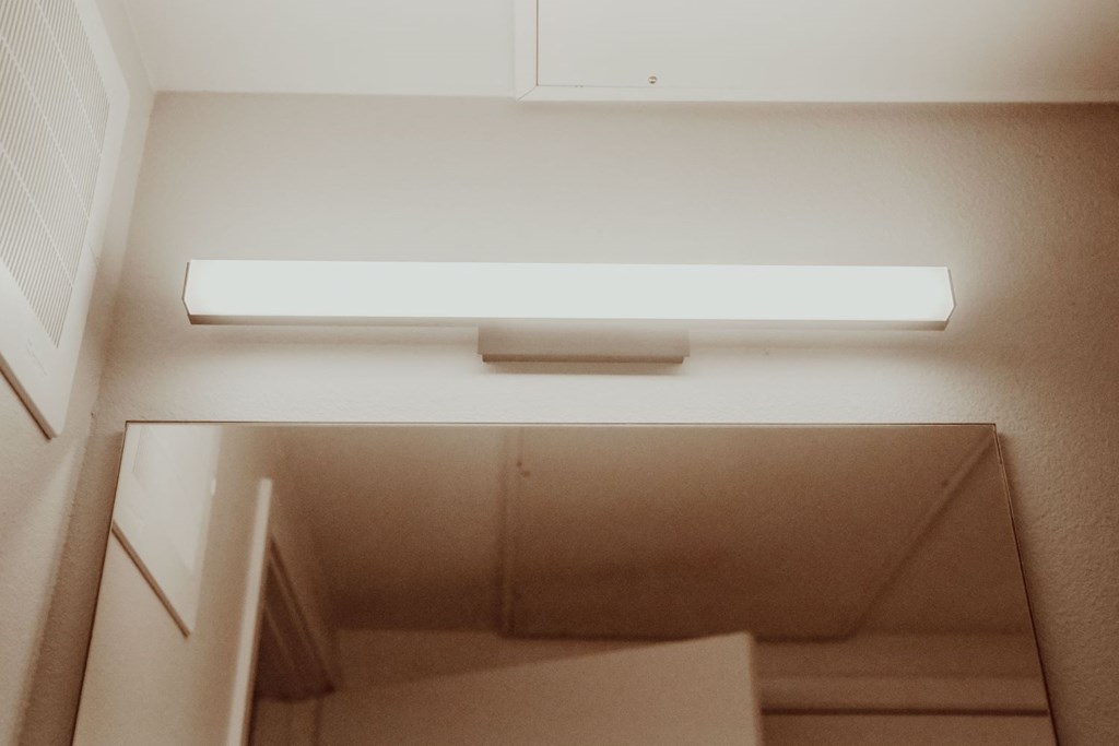 an overhead view of a stairwell with a light