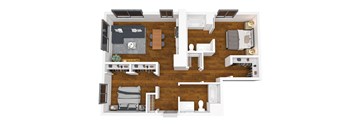 a floor plan of a bedroom with a bathroom and a living room